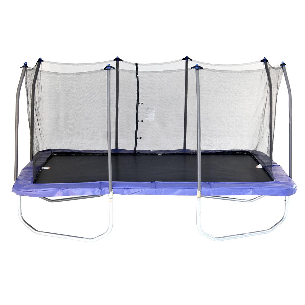 Unbranded Skywalker Trampolines 15 Ft Rectangle Trampoline With Enclosure In Blue Strc915 2 The Home Depot