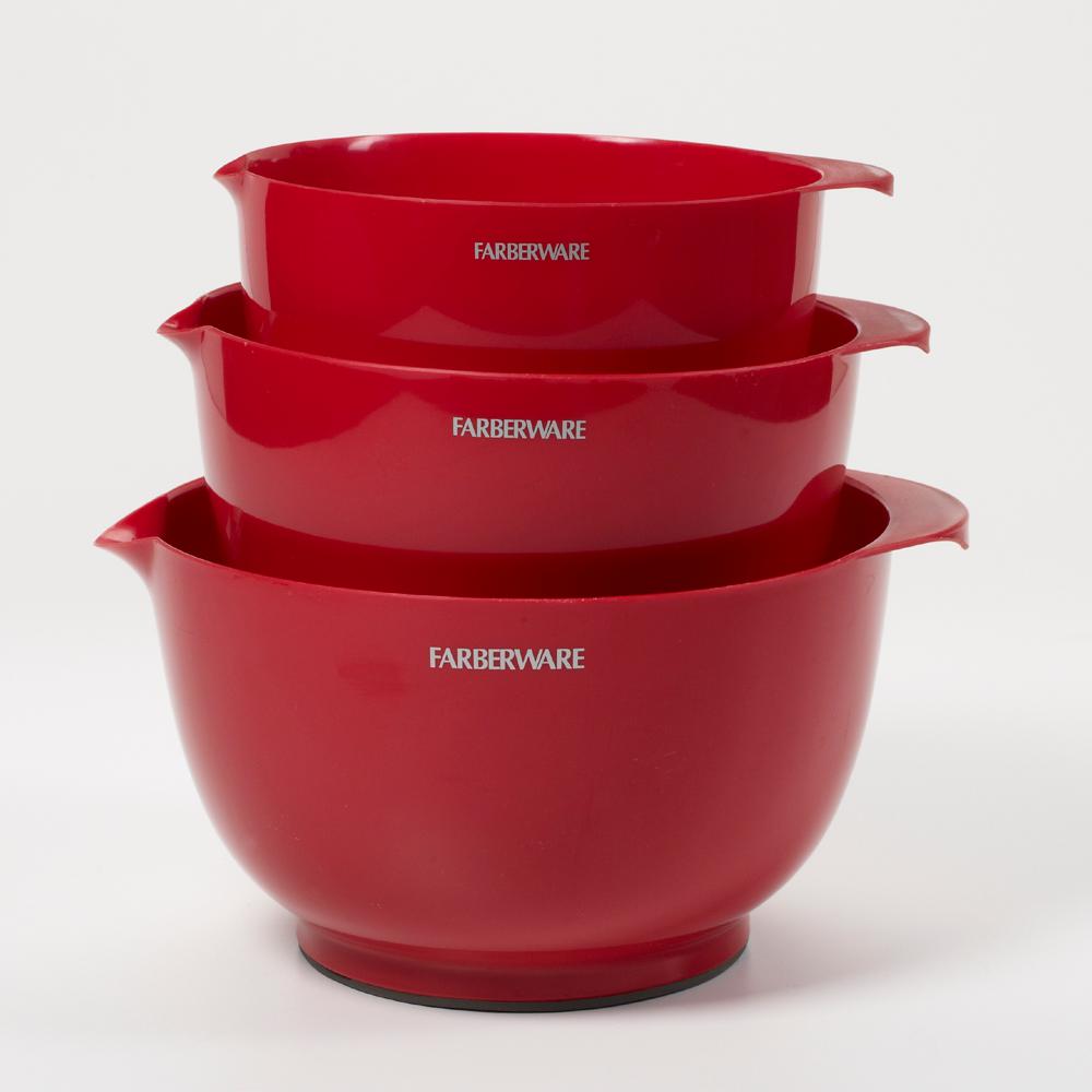 Farberware Classic Red Mixing Bowls (Set of 3)5080433 The Home Depot