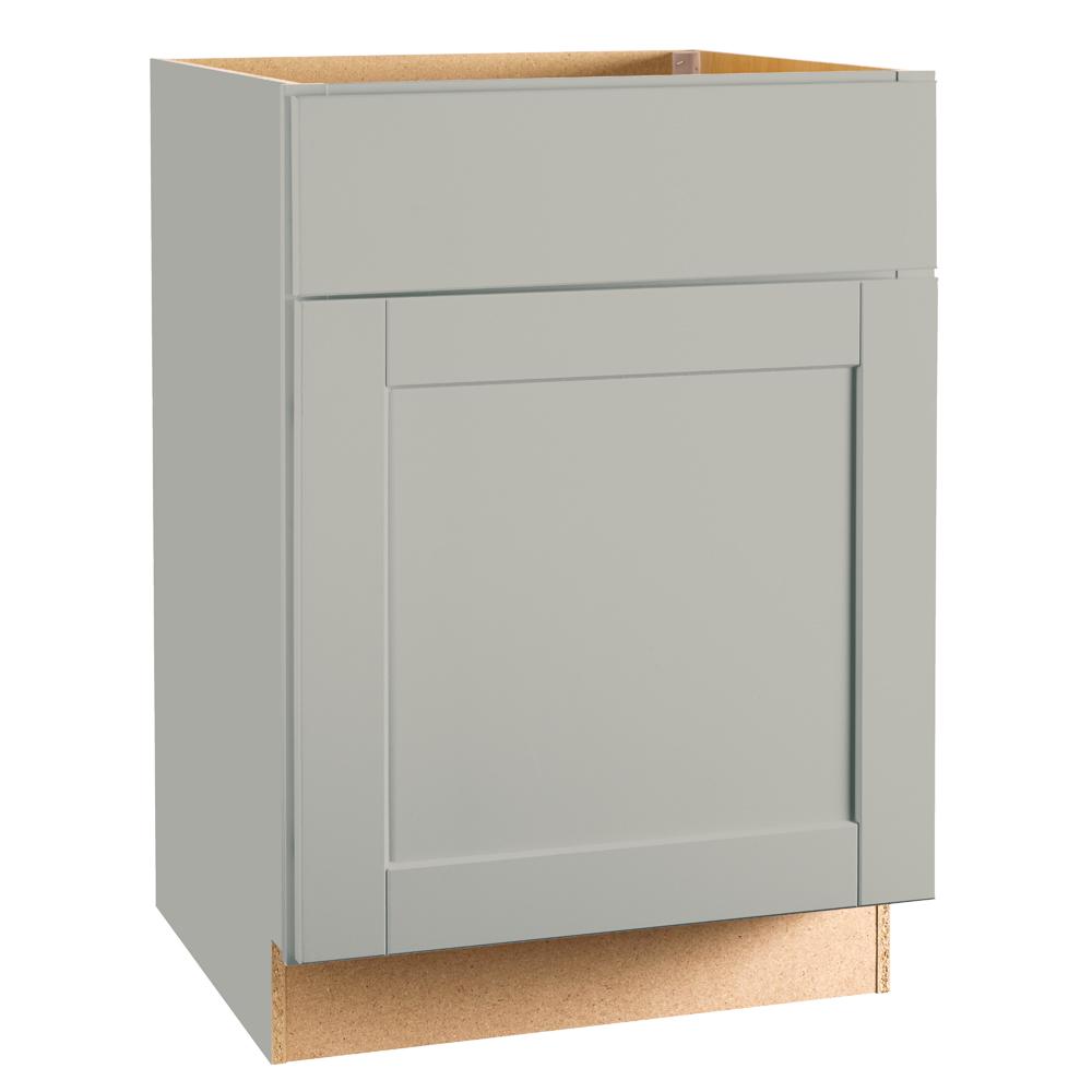 Hampton Bay Shaker Assembled 24x34.5x24 in. Base Kitchen Cabinet with Ball-Bearing Drawer Glides in Dove Gray