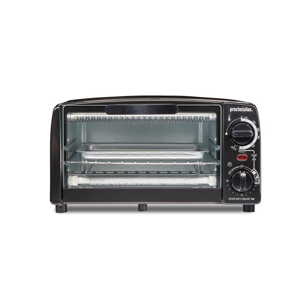 Proctor Silex 1000 W 4Slice Black Toaster Oven with Broiler and Temperature Control31118R