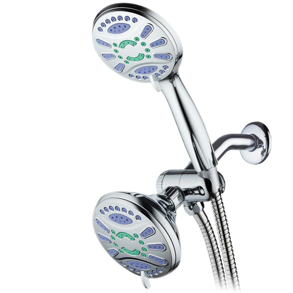 Aquastar Antimicrobial 48Spray 4.3 in. High Pressure 3Way Dual Shower