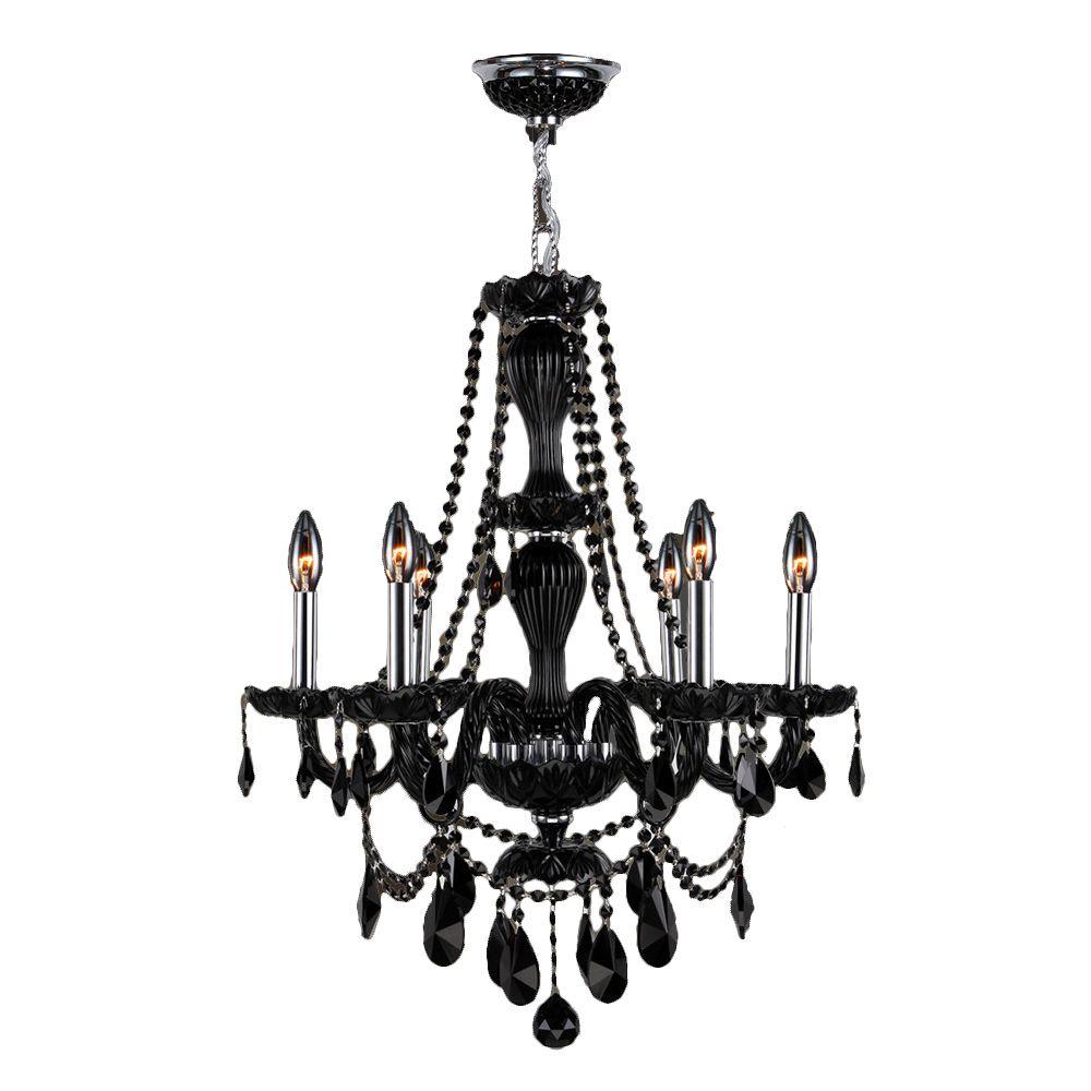 Worldwide Lighting Provence 6 Light Polished Chrome And Black Worldwide Lighting Provence 6 Light Polished Chrome And Black Crystal Chandelier