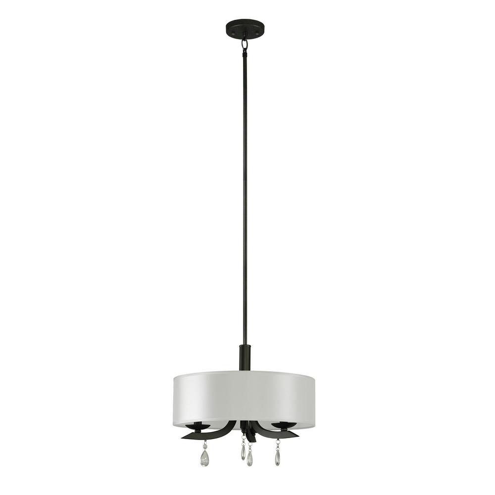 Illumine 3 Light Old Silver Chandelier With Pristine White Fabric Illumine 3 Light Old Silver Chandelier With Pristine White Fabric Shade