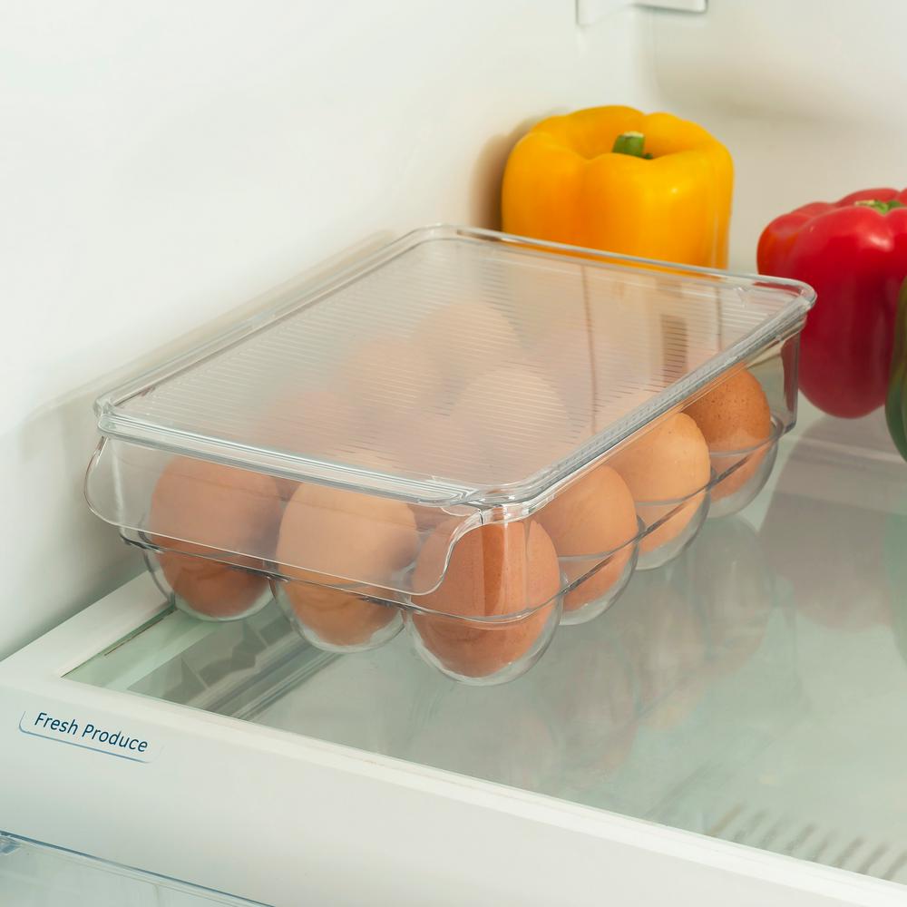 JINLL Fridge//Freeze Egg Holder Storage Box For 12 Eggs Made From Bpa-Free Plastic（Khaki）