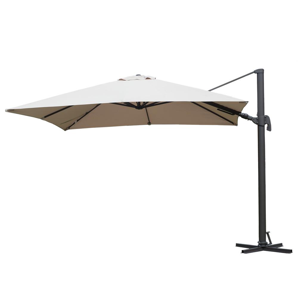 Atlantic Free Pole Square 10 Ft X 10 Ft Aluminum Frame Patio Umbrella In Brown Pli Umbrella Gr The Home Depot