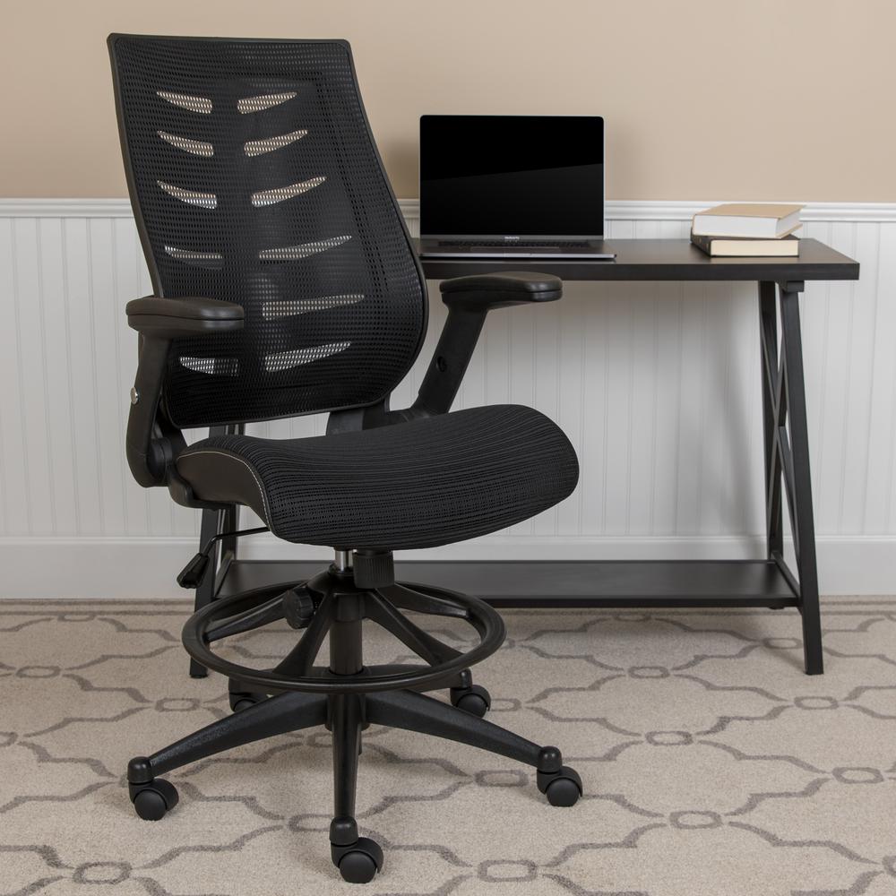 Office Star Products Black Mesh Back Drafting Chair with Adjustable ...