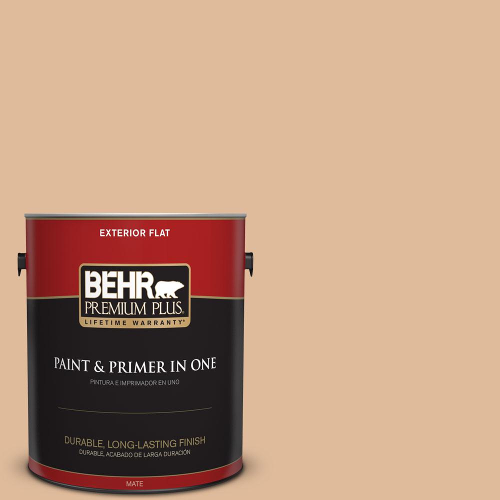 BEHR Premium Plus 1gal. 270E3 Only Natural Flat Exterior Paint