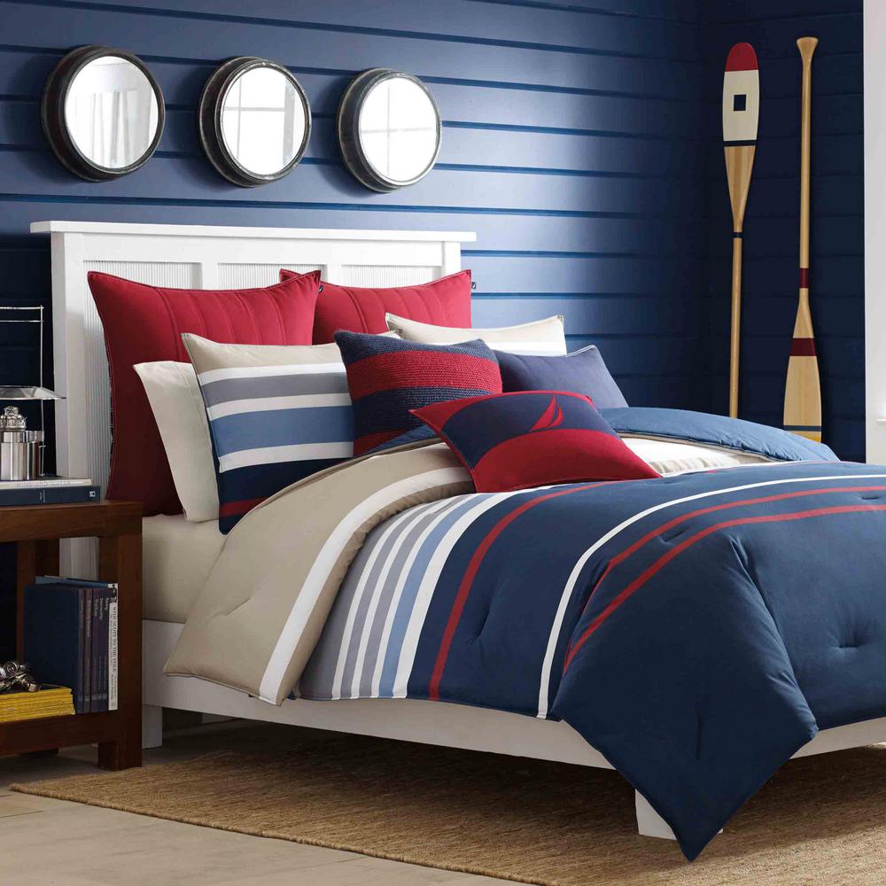 Nautica Bradford 3 Piece Navy Full Queen Duvet Cover Set 204950