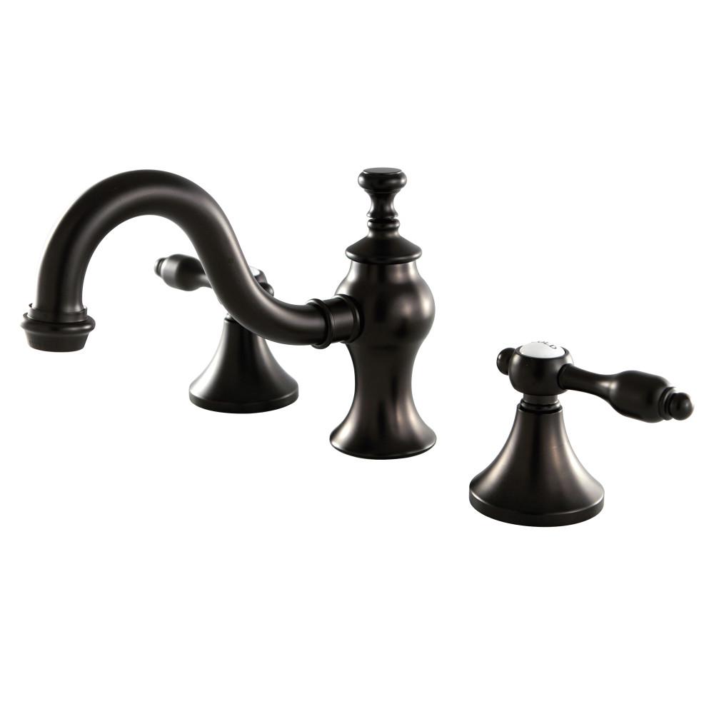 Kingston Brass Crystal Lever 8 In Widespread 2 Handle High Arc Bathroom Faucet In Oil Rubbed Bronze Hkc7165wll The Home Depot