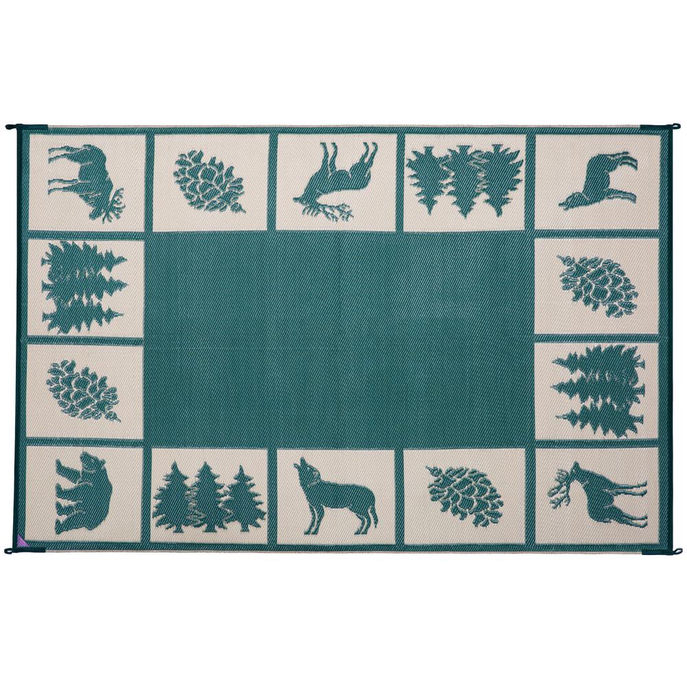 Reversible Mats 229124 9 X 12 Outdoor Patio Camping Hunter Rv Mat Green Beige Patio Lawn Garden Doormats