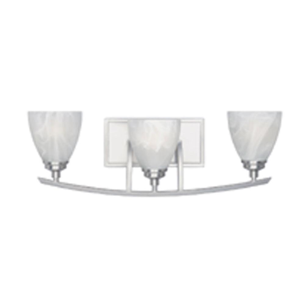 Black Vanity Lighting The Home Depot Manhattan 3 Light Satin Platinum Wall