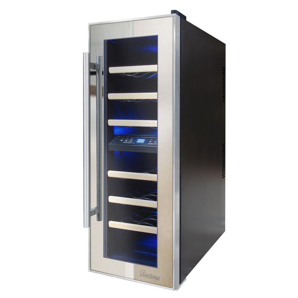 Vinotemp 11 875 In 21 Bottle Dual Zone Thermoelectric Mirrored