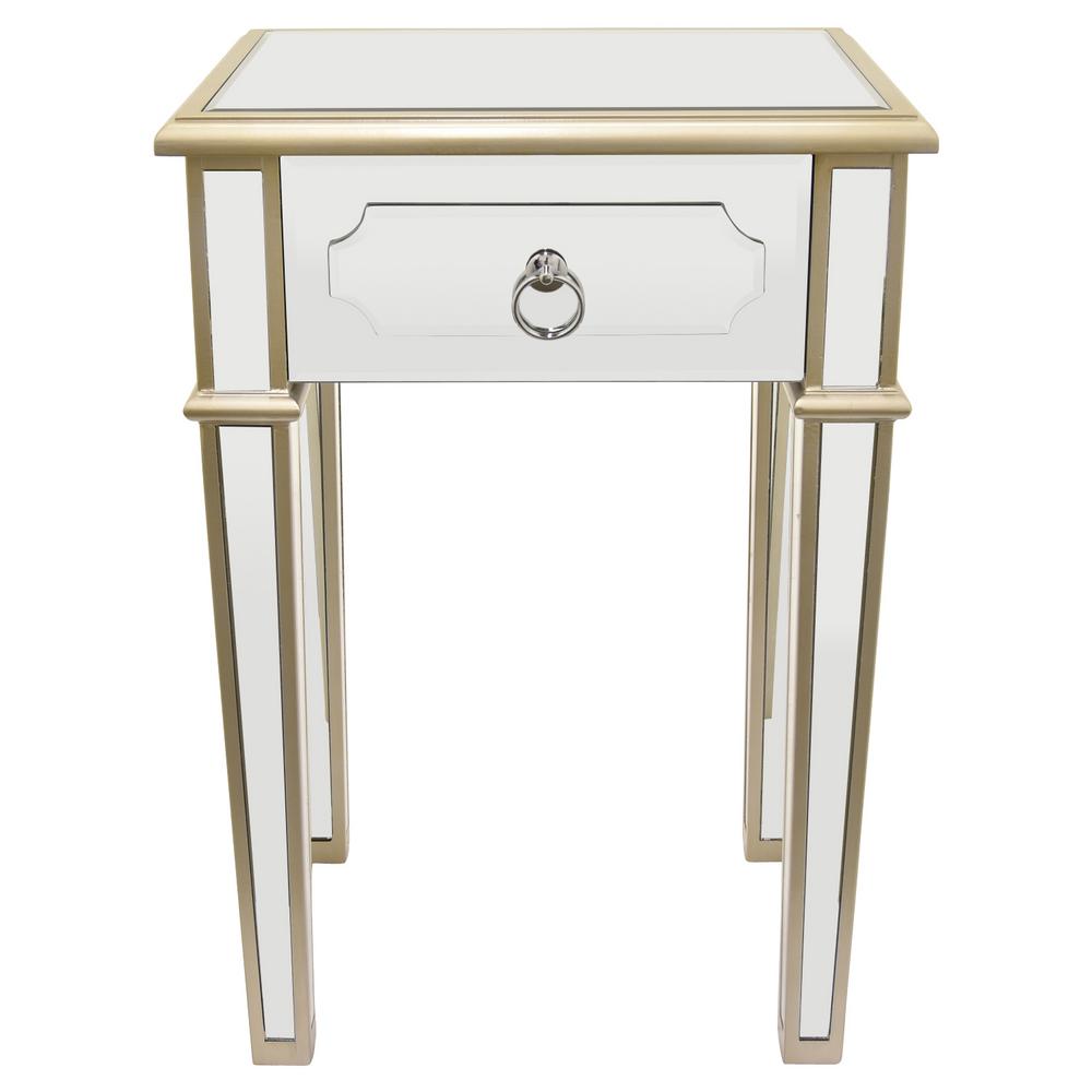 Three Hands 26 In Champagne Wood Mirror End Table 10040 The Home Three Hands 26 In Champagne Wood Mirror End Table