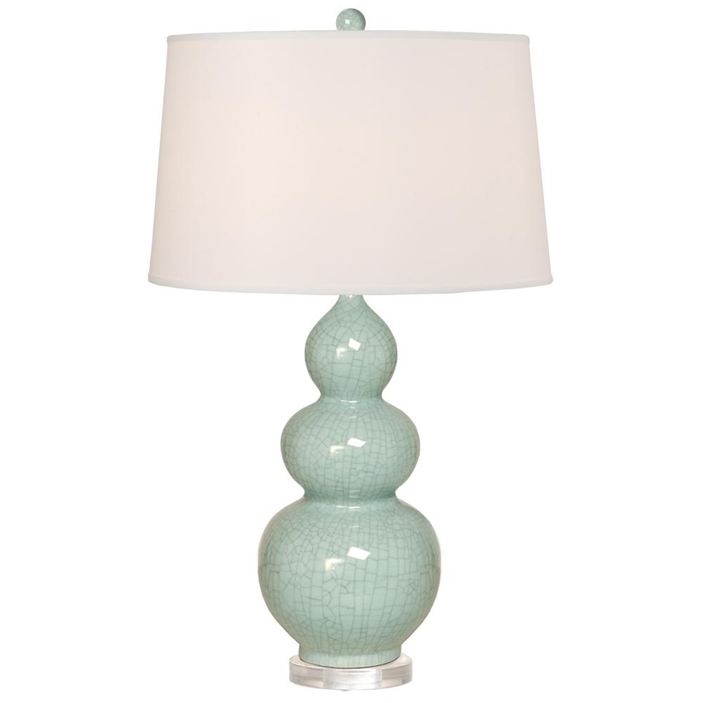 Emissary 33 In Celadon Triple Gourd Porcelain Vase Table Lamp