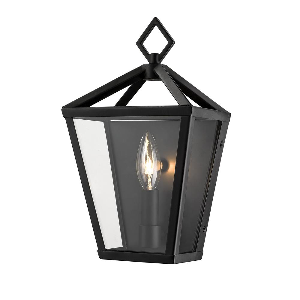 Millennium Lighting Single Light 12 In Tall Powder Coated Black Outdoor Lantern Wall Sconce