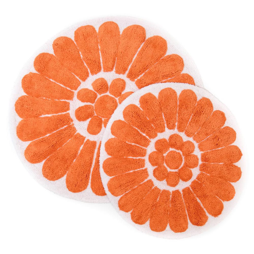 orange bath mat set