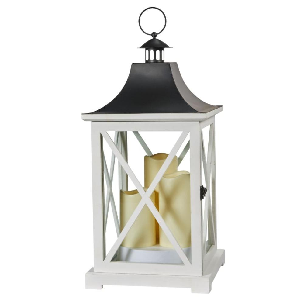 Battery Outdoor Specialty Lighting The Home Depot York 20 In Triple Led Candle Wooden Lantern