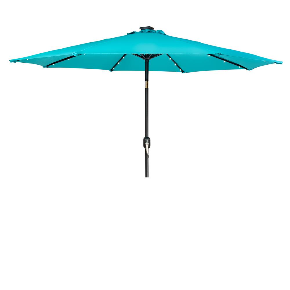 Blue Solar Lighted Patio Umbrellas Patio Furniture The Home Depot