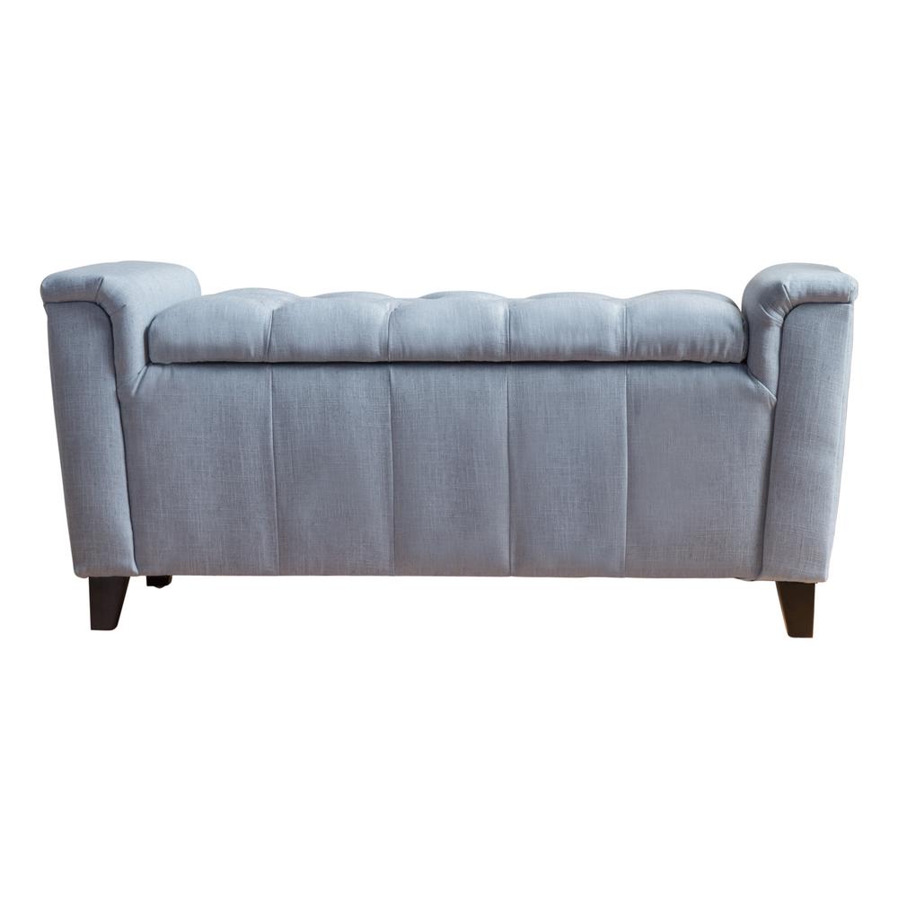 Noble House Argus Blue Fabric Armed Storage Bench 299248 - The Home Depot