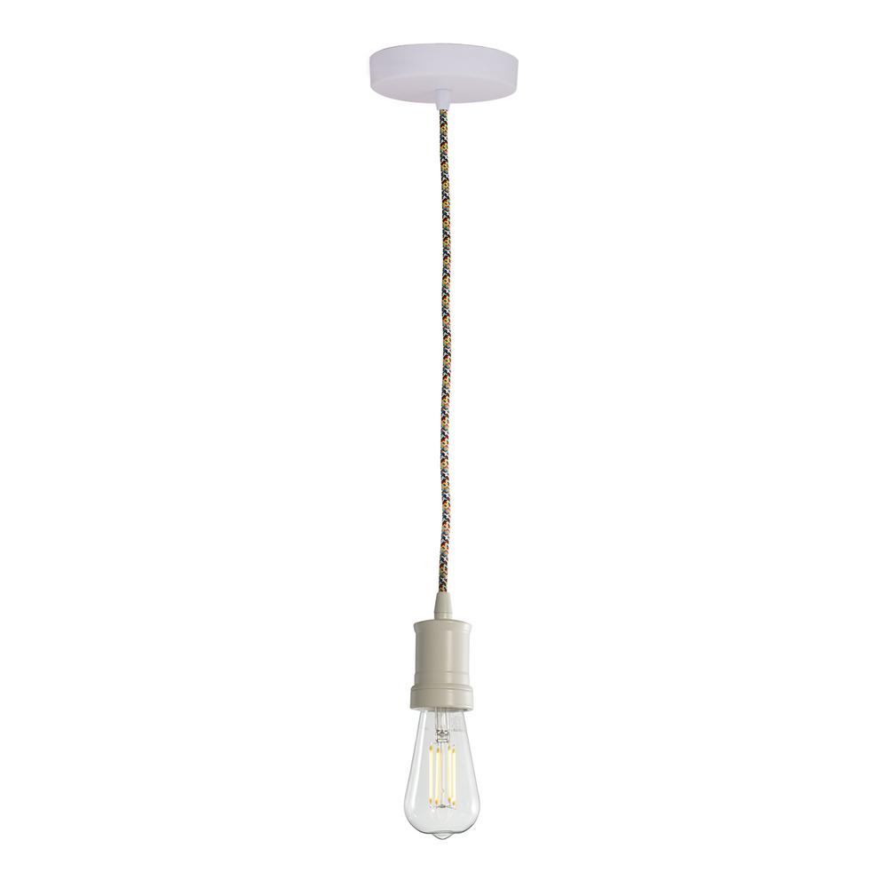 Bulbrite 1 Light White Contemporary Pendant Socket And Canopy With Bulbrite 1 Light White Contemporary Pendant Socket And Canopy With Led 7w St18 Filament