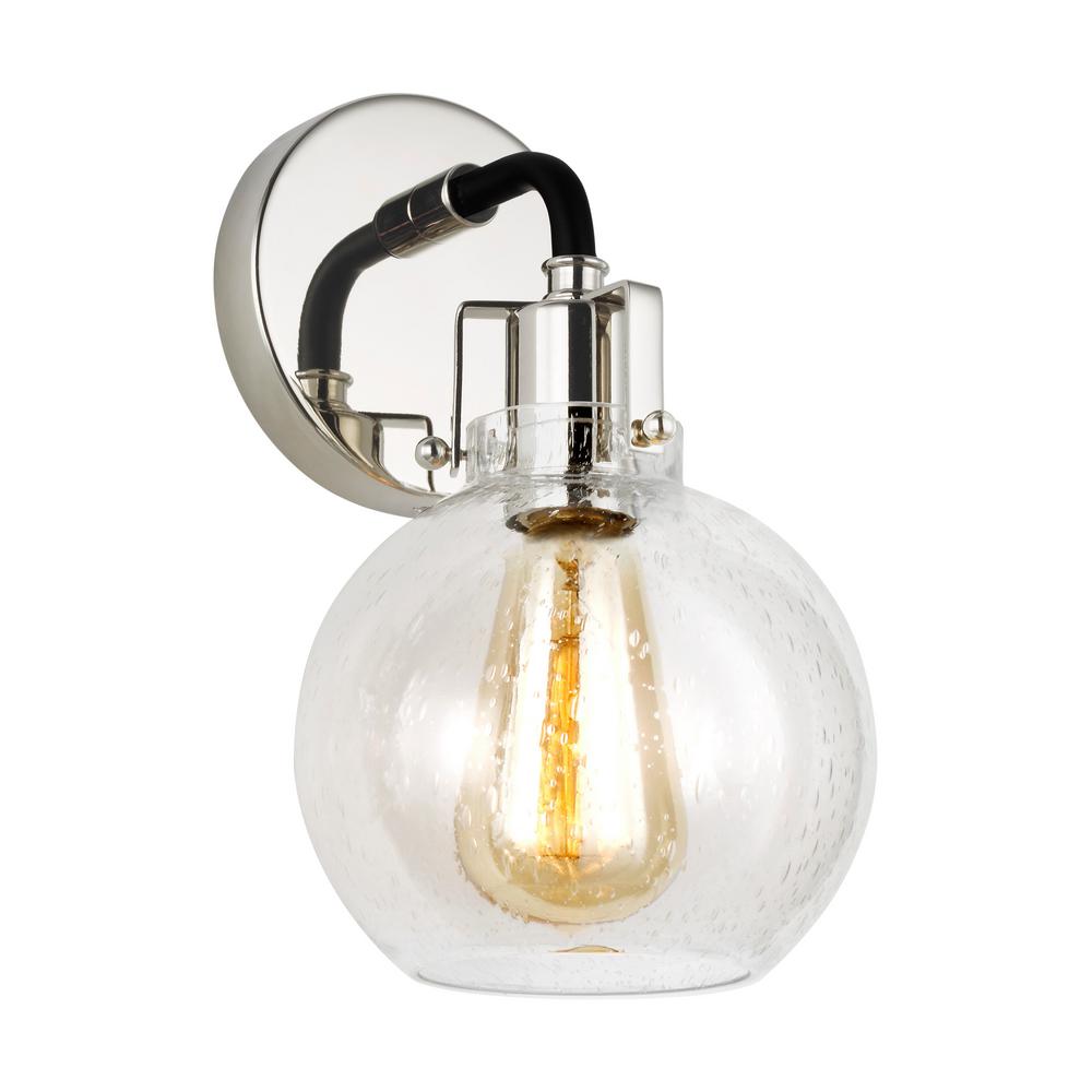 Feiss Clara 5 In Polished Nickel Sconce With Clear Seeded Glass Polished Nickel Sconce With Clear Seeded Glass