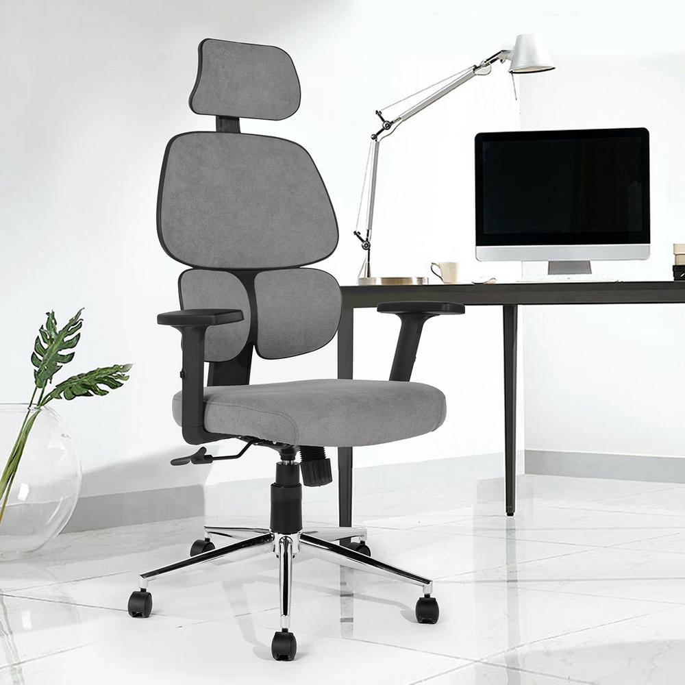 furniturer tikitere gray fabric high back ergonomic office chairtikitere  fabric grey  the home depot