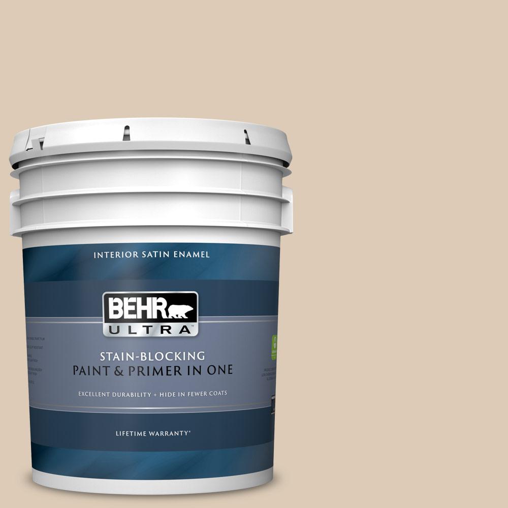 5 gal. #QE-27 Estate Limestone Satin Enamel Interior Paint and Primer ...