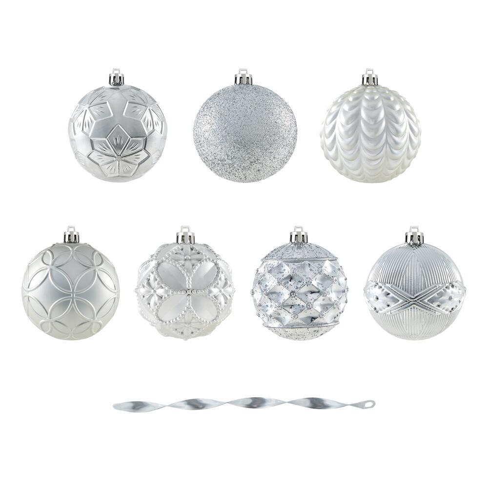 Silver Christmas Ornaments Christmas Tree Decorations The Home Depot
