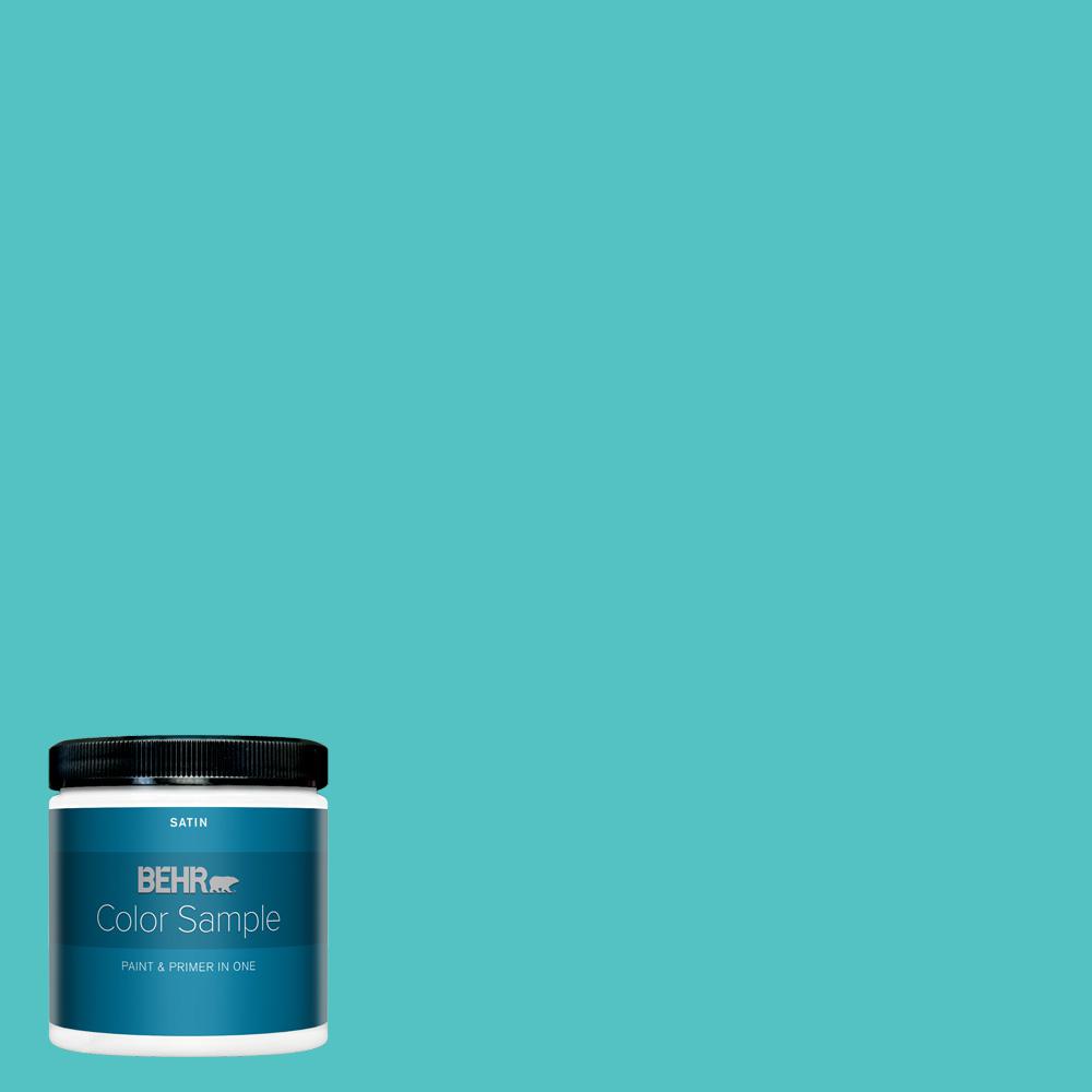 Behr Premium Plus 8 Oz 500b 4 Gem Turquoise Satin Enamel Interior Paint And Primer In One