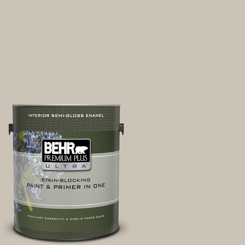 BEHR Premium Plus Ultra 1 gal. UL1709 Sculptor Clay SemiGloss Enamel Interior Paint and