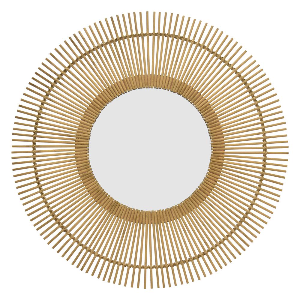 43 5 In Brown Natural Fiber Rattan Wall Mirror