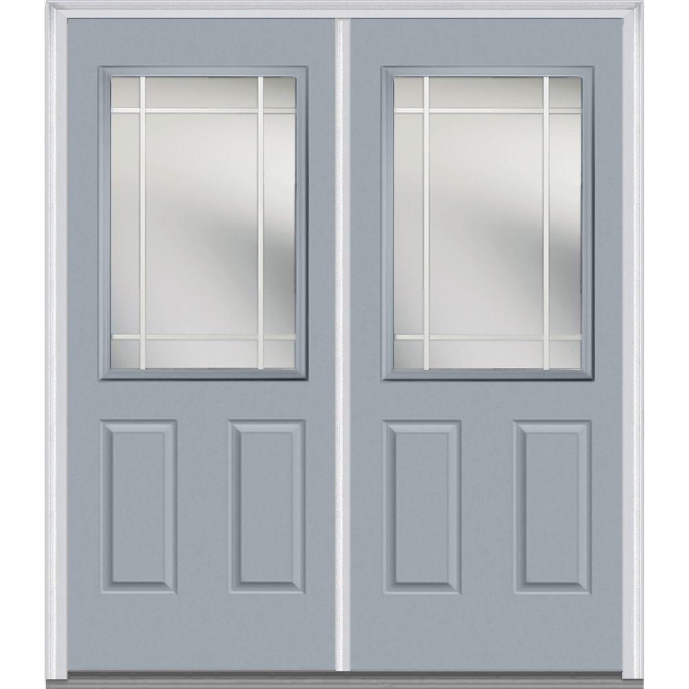 Mmi Door 64 In X 80 Prairie Internal Muntins Right Hand Inswing 1 2 Lite Clear Painted Fibergl Smooth Prehung Front Mmi Door 64 In X 80 Prairie Internal Muntins Right Hand Inswing 1 2 Lite Clear Painted Fibergl Smooth Prehung Front
