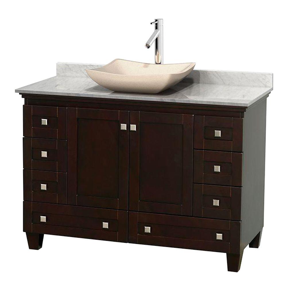 Wyndham Collection Acclaim 48 In W Vanity In Espresso With Marble Vanity Top In Carrara White And Ivory Marble Sink Wcv800048sescmgs2mxx The Home Depot