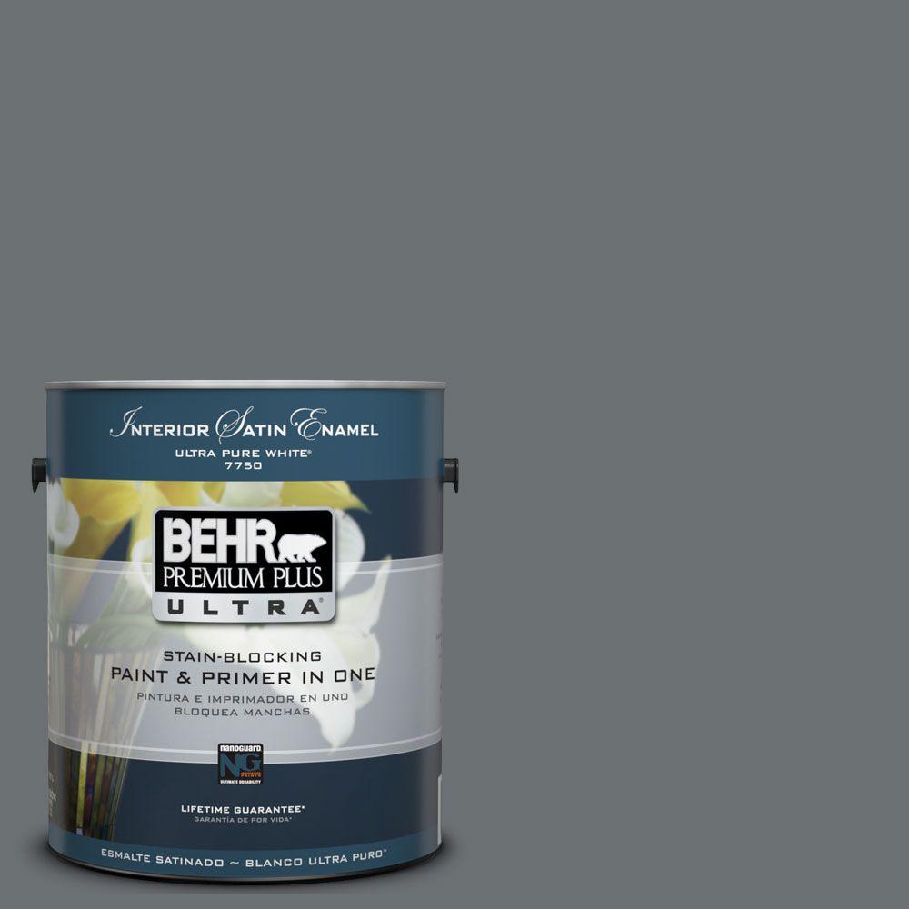 BEHR Premium Plus Ultra 1Gal. UL26021 Antique Tin Interior Satin Enamel Paint775301 The