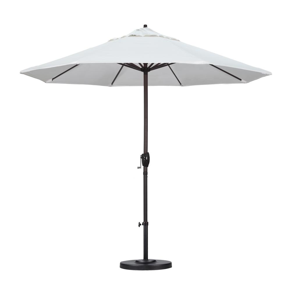 California Umbrella 9 Ft Aluminum Auto Tilt Patio Umbrella In White Olefin Ata908117 F04 The Home Depot