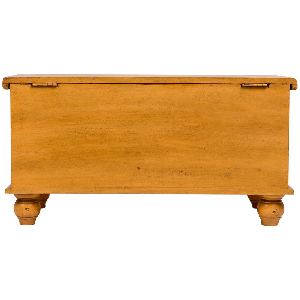 Leela Yellow Handcarved Medallion Storage Trunk Coffee Table 05