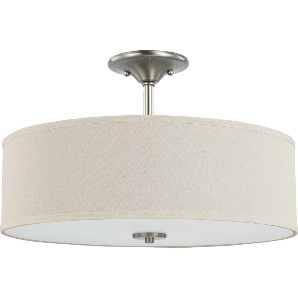 Progress Lighting Inspire 18 In Brushed Nickel 3 Light Semi Flush Mount P350168 009 The Home Depot - Semi Flush Chandelier Home Depot Progress Lighting Inspire 18 In Brushed Nickel 3 Light Semi Flush Mount P350168 009 The Home Depot - Semi Flush Chandelier Home Depot