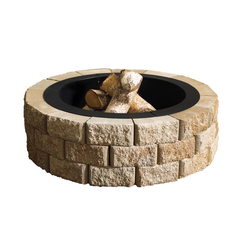 Oldcastle Hudson Stone 40 in. Round Fire Pit Kit-70300877 - The Home Depot