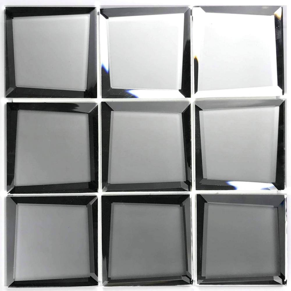 ABOLOS Mosaic 3" x 3" Square Silver Beveled Glass Mirror ...