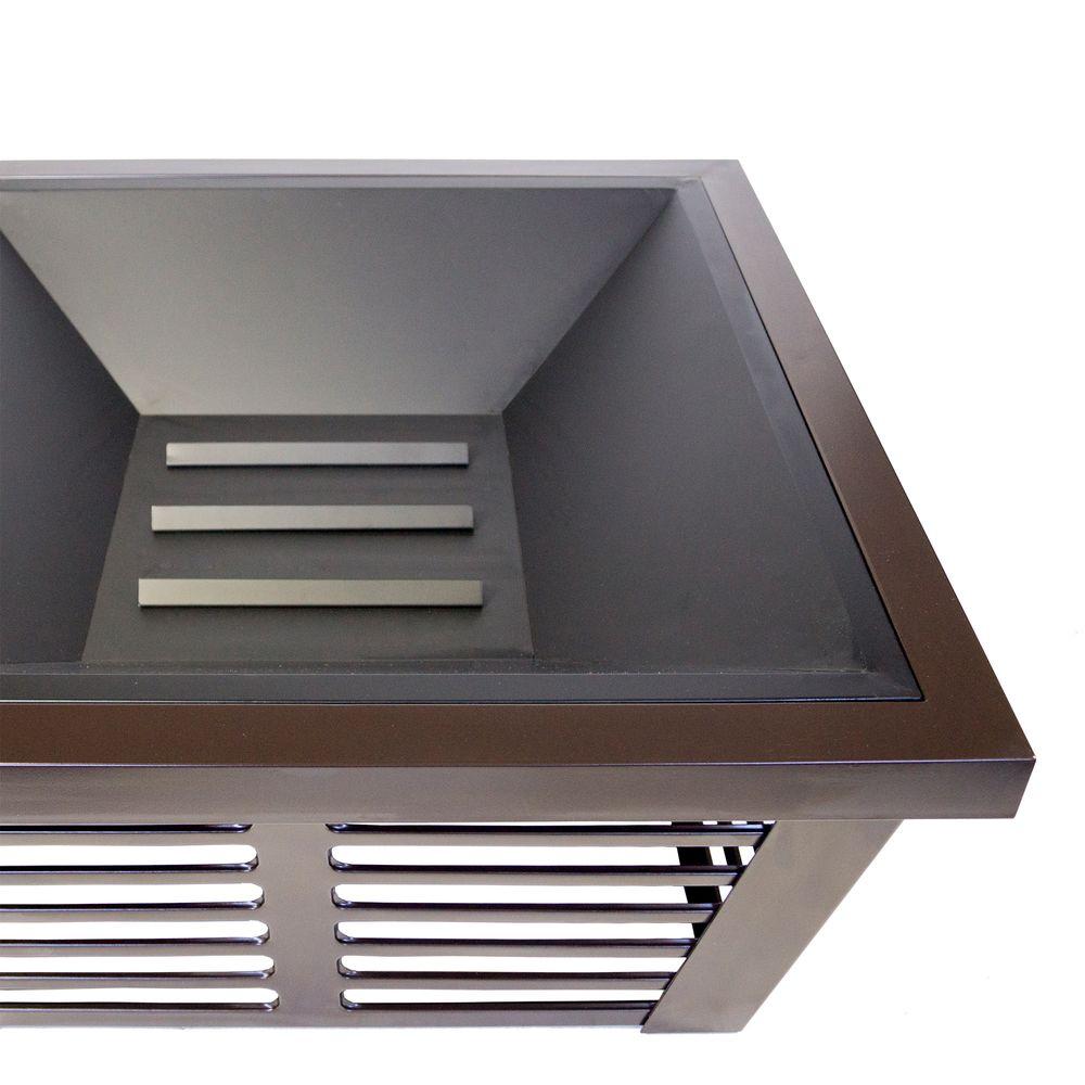 Pleasant Hearth Hudson 34 in x 23 in Square Steel Wood Fire Pit in Wenge with CoverOFW191S