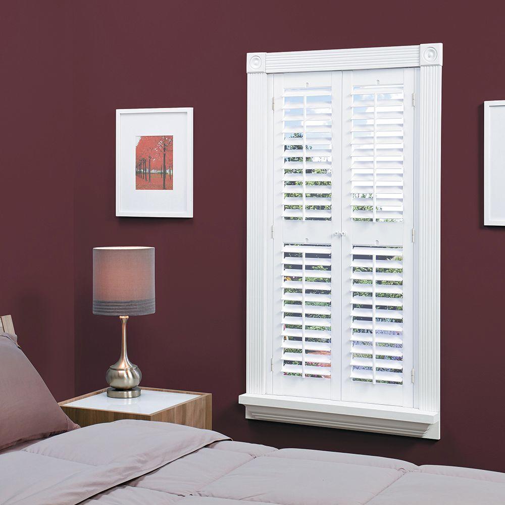 Home Basics Plantation Faux Wood White Interior Shutter Price Varies By Size Qspa3148 The Home Depot