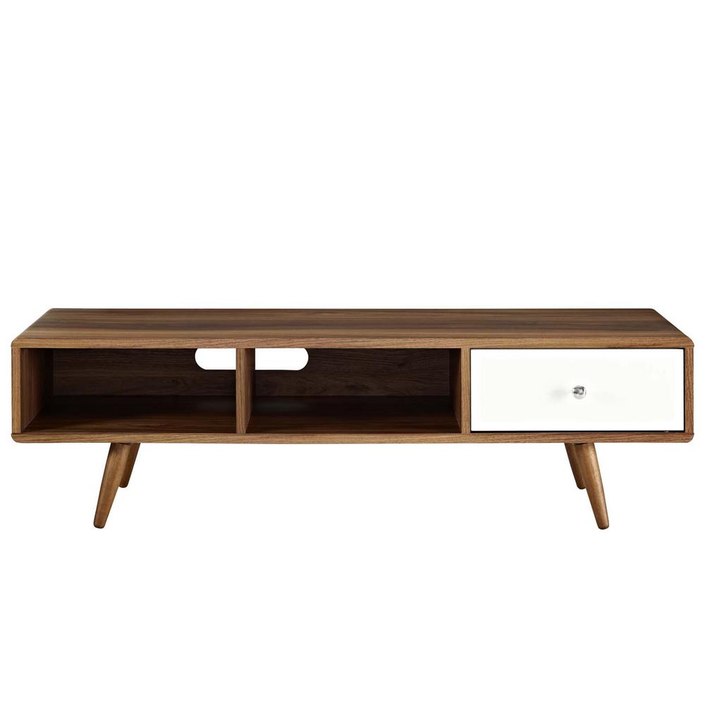 Modway Transmit 55 In Walnut White Tv Stand Eei 2530 Wal