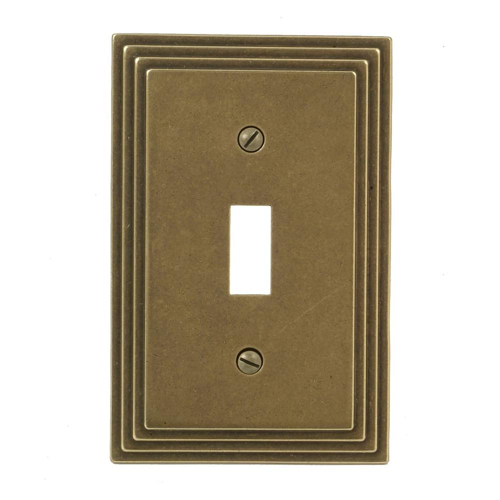 Amerelle Steps 1-Toggle Wall Plate, Rustic Brass-84TRB - The Home Depot