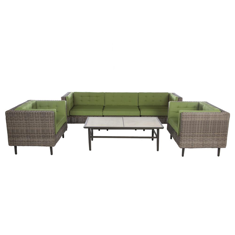 Ae Outdoor Aimee 6 Piece Wicker Patio Deep Seating Set With Spectrum Aimee 6 Piece Wicker Patio Deep Seating Set With Spectrum Cilantro Cushions