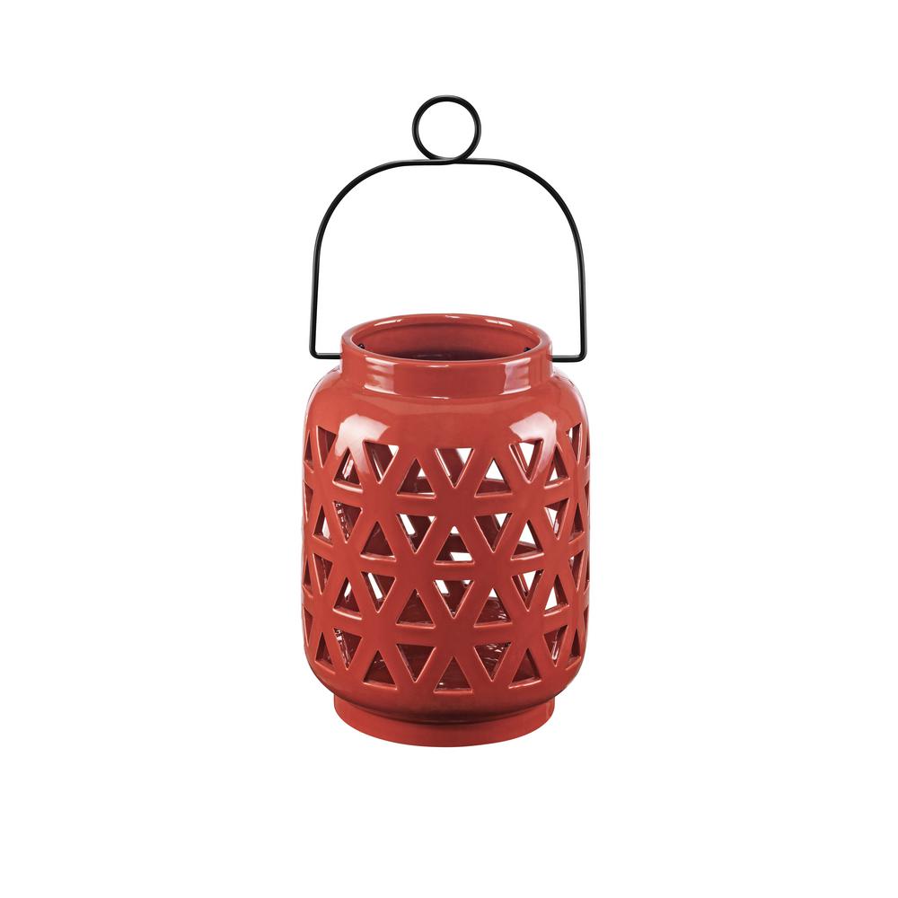 Hampton Bay 8.5 in. Ceramic Lantern in ChiliHD16017LC The Home Depot