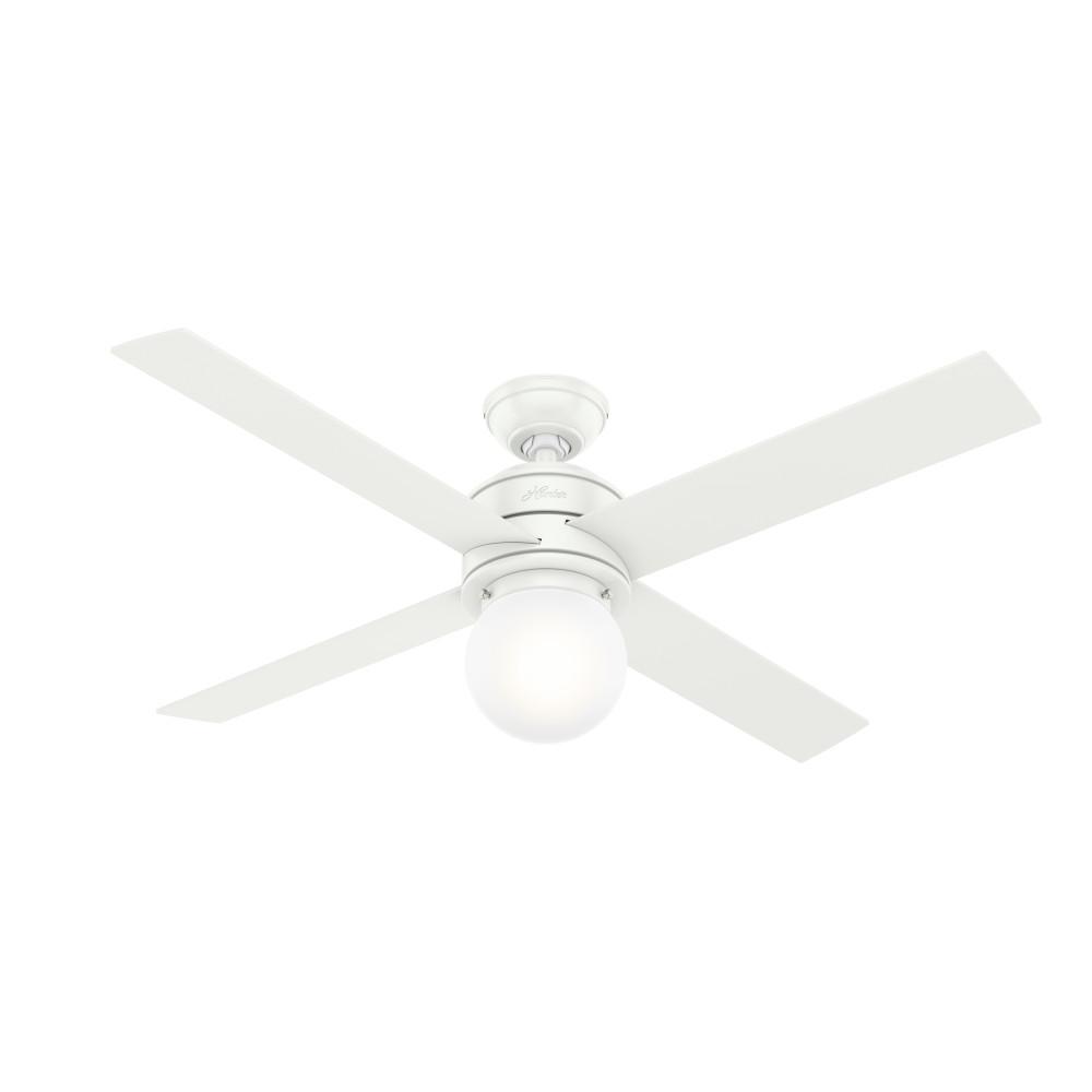 Hunter 52" Hepburn Matte White Ceiling Fan with Light Kit and Wall Control