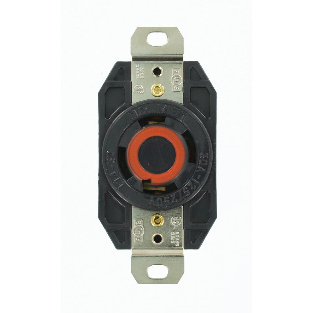 Leviton 30 Amp 125/250-Volt Flush Mounting Grounding Locking Outlet, Black
