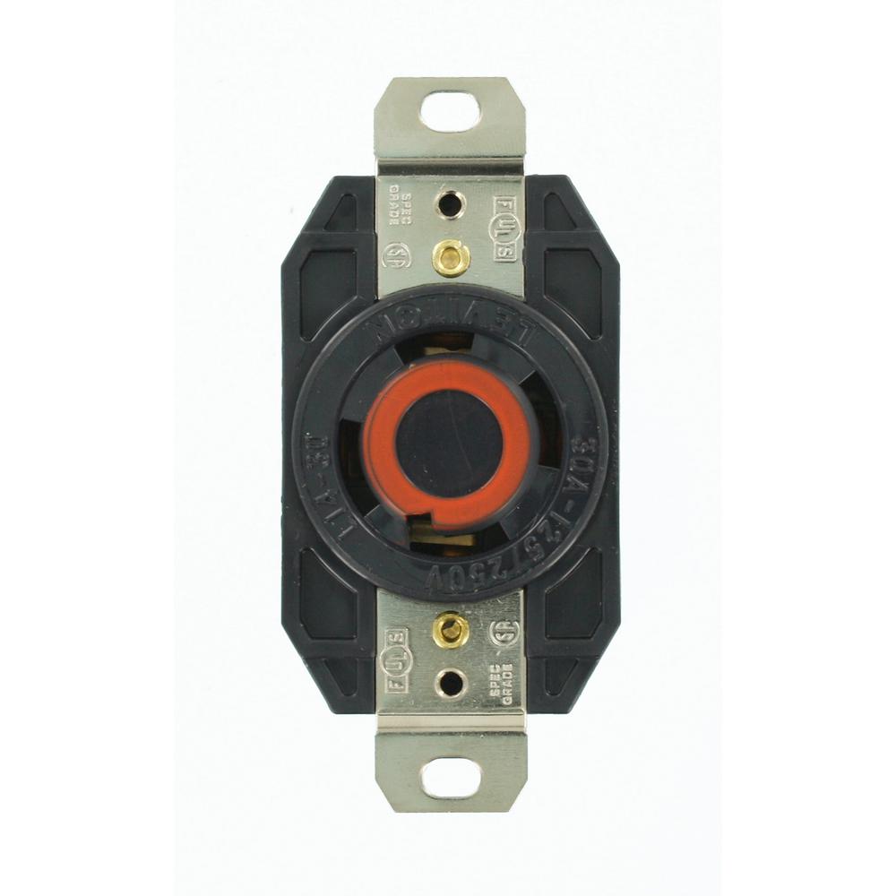 Leviton 30 Amp 125/250-Volt Flush Mounting Grounding Locking Outlet ...