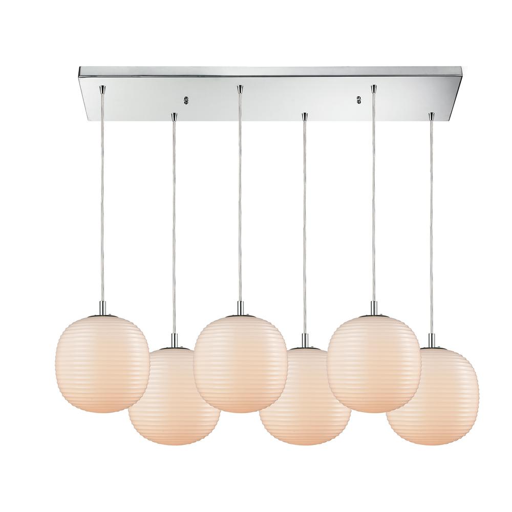 Titan Lighting Beehive 6 Light Rectangle Polished Chrome With Opal Beehive 6 Light Rectangle Polished Chrome With Opal White Glass Pendant