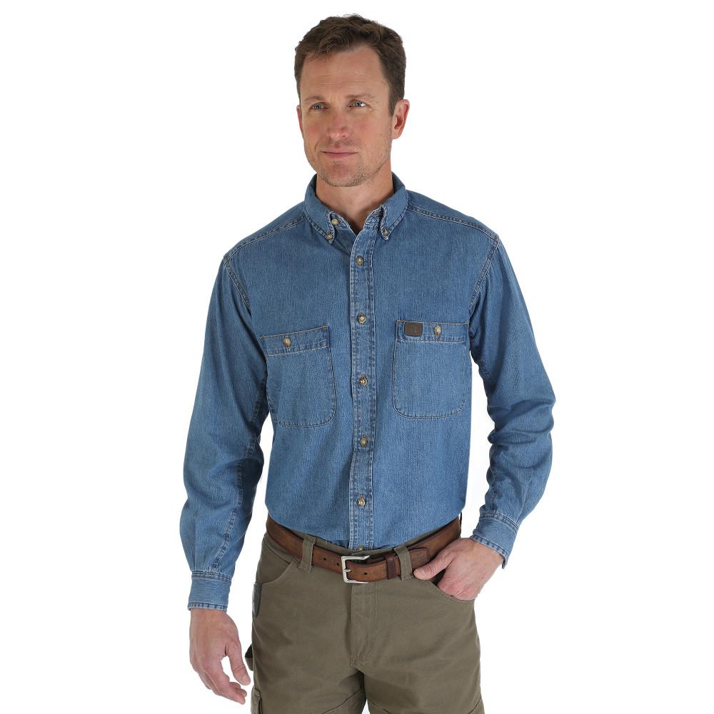 UPC 051071897228 product image for Wrangler RIGGS Workwear Men's Size Medium Antique Denim Work Shirt | upcitemdb.com